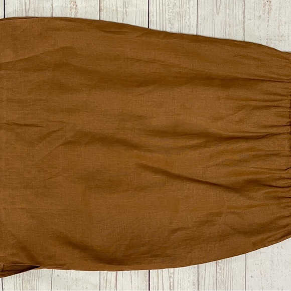 100% Linen Vintage Lightweight Size 4 Brown Knee-Length A-Line Skirt with Pleats - Picture 8 of 10